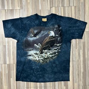 Vintage 90s 1999 The Mountain Eagle Tie Dye AOP T-shirt XL Nature Tee Animals